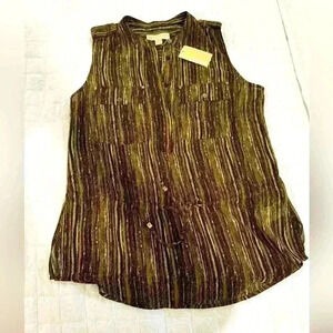 NWT Michael Kors Brown Sheer Top - Size 6